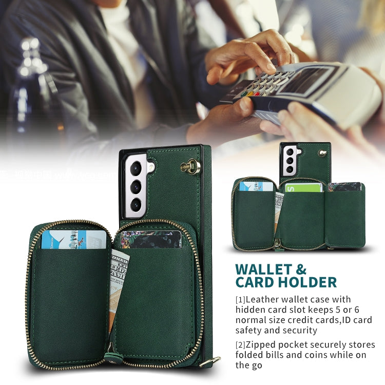For Samsung Galaxy S21 Cross-body Zipper Big Wallet Bag Square Phone Case