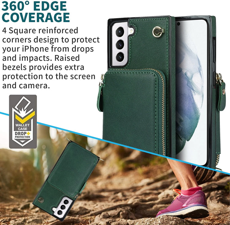 For Samsung Galaxy S21 Cross-body Zipper Big Wallet Bag Square Phone Case