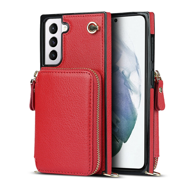 For Samsung Galaxy S21 Cross-body Zipper Big Wallet Bag Square Phone Case