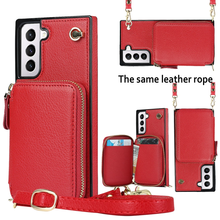 For Samsung Galaxy S21 Cross-body Zipper Big Wallet Bag Square Phone Case