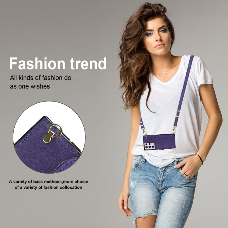 For Samsung Galaxy S21 Ultra Cross-body Zipper Big Wallet Bag Square Phone Case