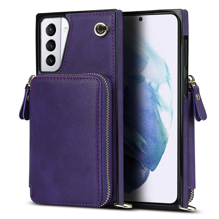 For Samsung Galaxy S21+ Cross-body Zipper Big Wallet Bag Square Phone Case