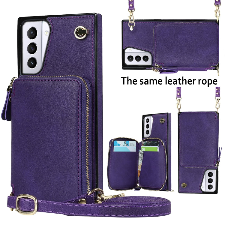 For Samsung Galaxy S21+ Cross-body Zipper Big Wallet Bag Square Phone Case