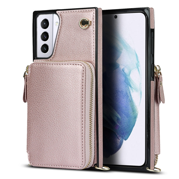 For Samsung Galaxy S21+ Cross-body Zipper Big Wallet Bag Square Phone Case