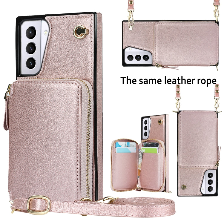 For Samsung Galaxy S21+ Cross-body Zipper Big Wallet Bag Square Phone Case