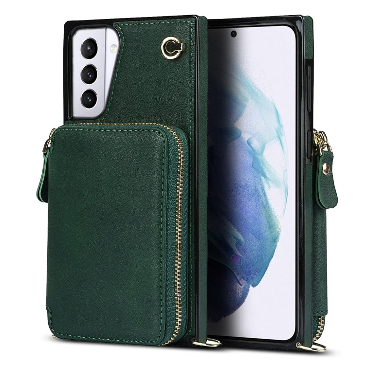 For Samsung Galaxy S21+ Cross-body Zipper Big Wallet Bag Square Phone Case