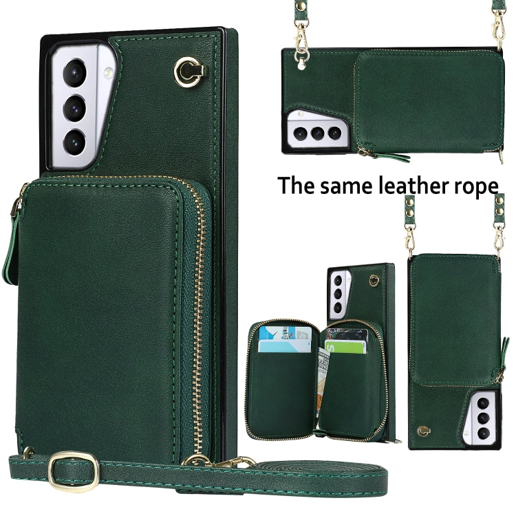 For Samsung Galaxy S21+ Cross-body Zipper Big Wallet Bag Square Phone Case