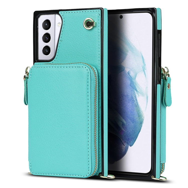 For Samsung Galaxy S21+ Cross-body Zipper Big Wallet Bag Square Phone Case