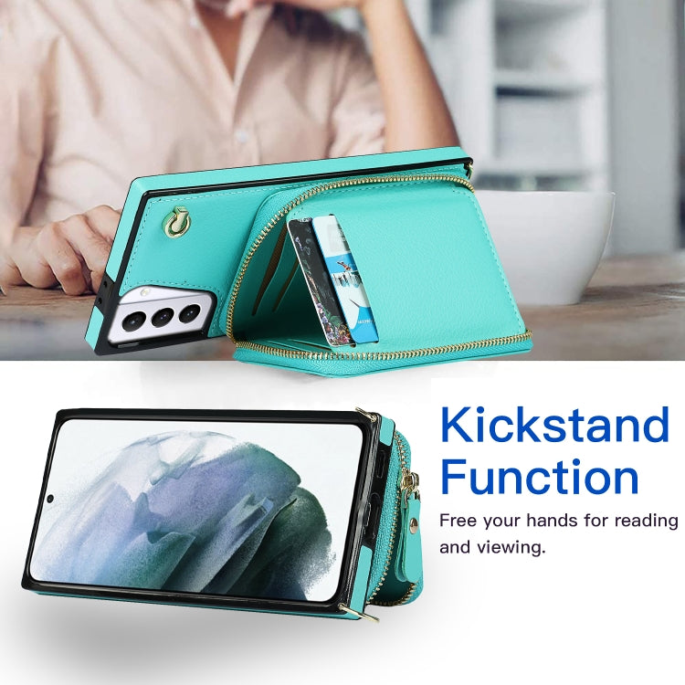 For Samsung Galaxy S21+ Cross-body Zipper Big Wallet Bag Square Phone Case