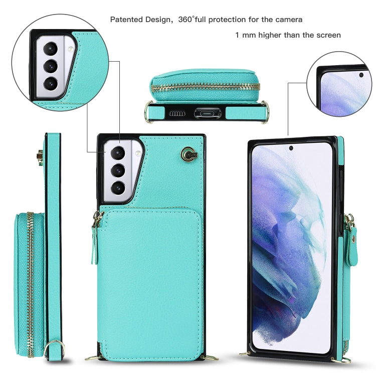 For Samsung Galaxy S21+ Cross-body Zipper Big Wallet Bag Square Phone Case