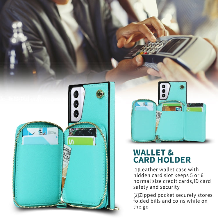 For Samsung Galaxy S21+ Cross-body Zipper Big Wallet Bag Square Phone Case