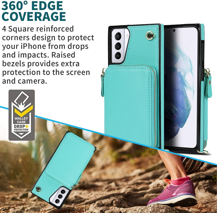 For Samsung Galaxy S21+ Cross-body Zipper Big Wallet Bag Square Phone Case
