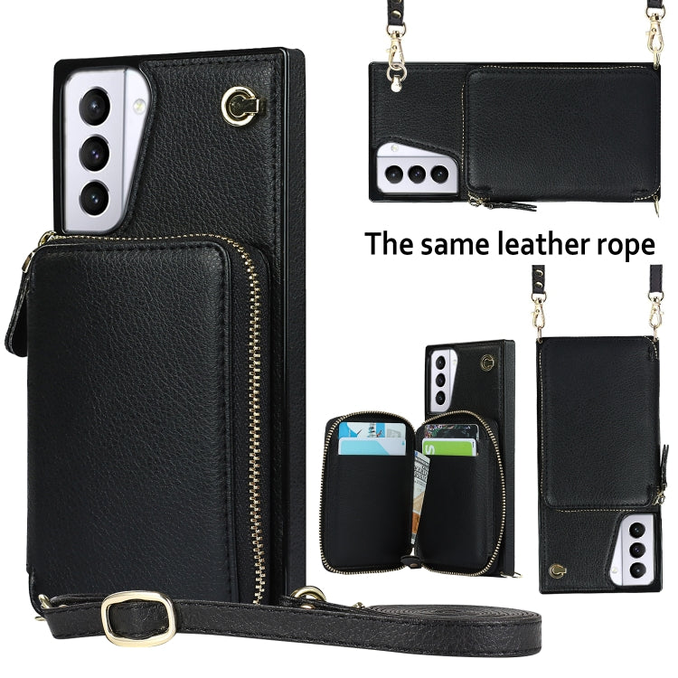 For Samsung Galaxy S21+ Cross-body Zipper Big Wallet Bag Square Phone Case
