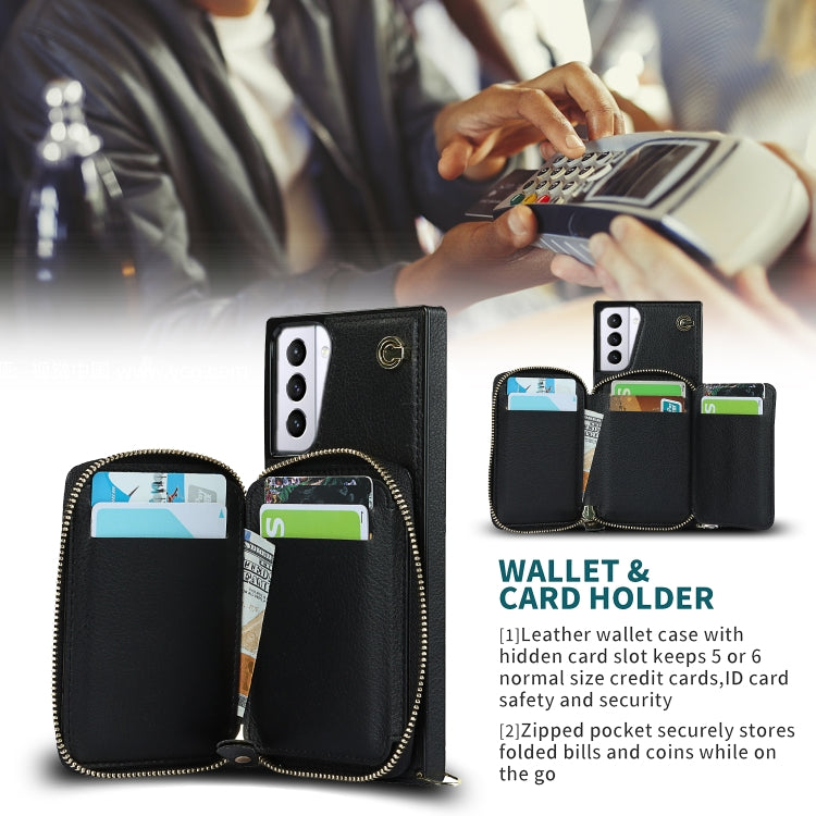 For Samsung Galaxy S21+ Cross-body Zipper Big Wallet Bag Square Phone Case