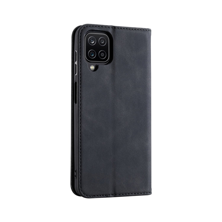 For Samsung Galaxy A12 Splicing Skin Feel Magnetic Leather Phone Case