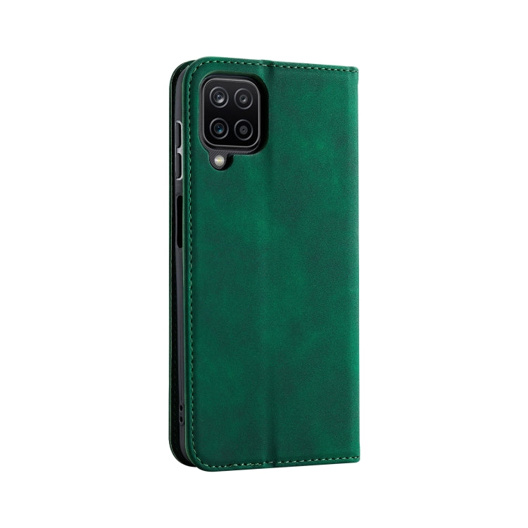 For Samsung Galaxy A12 Splicing Skin Feel Magnetic Leather Phone Case