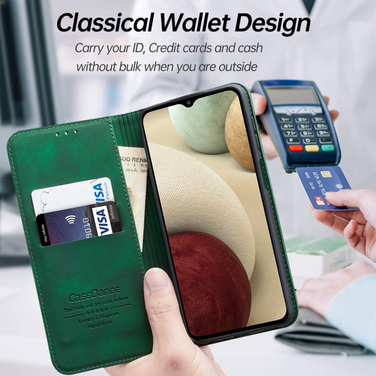 For Samsung Galaxy A12 Splicing Skin Feel Magnetic Leather Phone Case