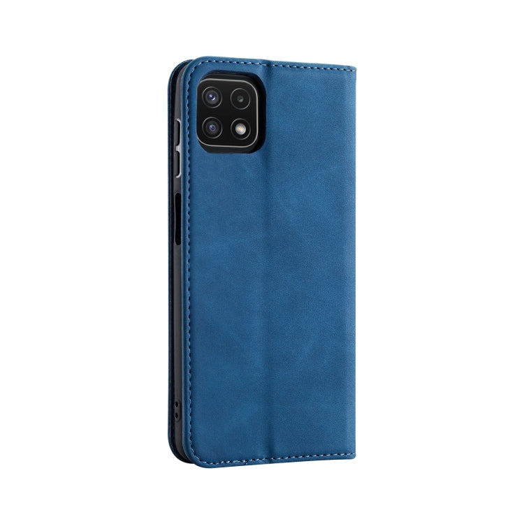 For Samsung Galaxy A22 5G Splicing Skin Feel Magnetic Leather Phone Case