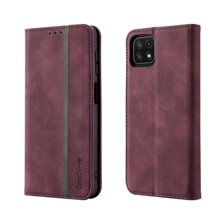 For Samsung Galaxy A22 5G Splicing Skin Feel Magnetic Leather Phone Case