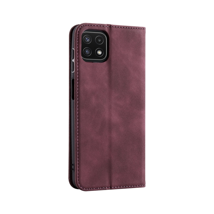 For Samsung Galaxy A22 5G Splicing Skin Feel Magnetic Leather Phone Case