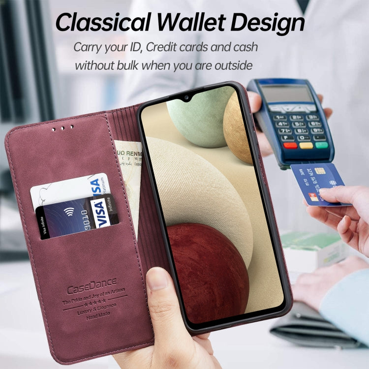 For Samsung Galaxy A22 5G Splicing Skin Feel Magnetic Leather Phone Case