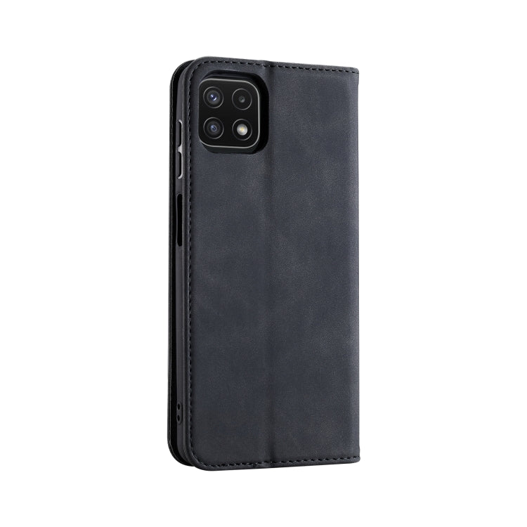 For Samsung Galaxy A22 5G Splicing Skin Feel Magnetic Leather Phone Case