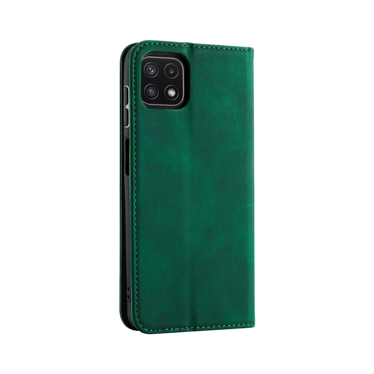 For Samsung Galaxy A22 5G Splicing Skin Feel Magnetic Leather Phone Case