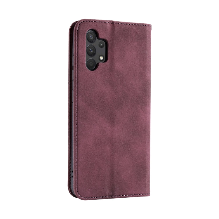 For Samsung Galaxy A32 4G Splicing Skin Feel Magnetic Leather Phone Case
