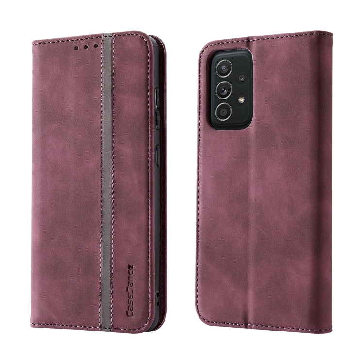 For Samsung Galaxy A72 Splicing Skin Feel Magnetic Leather Phone Case