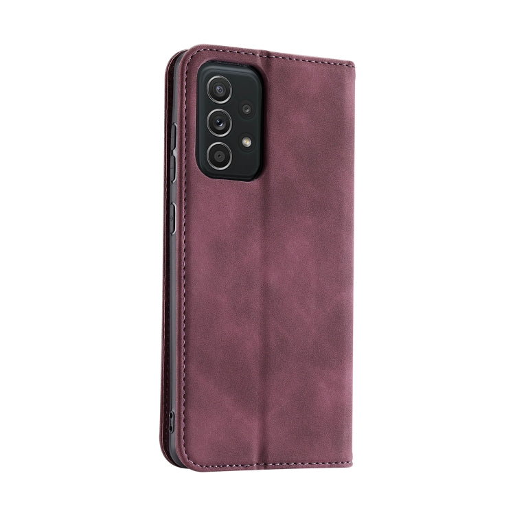 For Samsung Galaxy A72 Splicing Skin Feel Magnetic Leather Phone Case