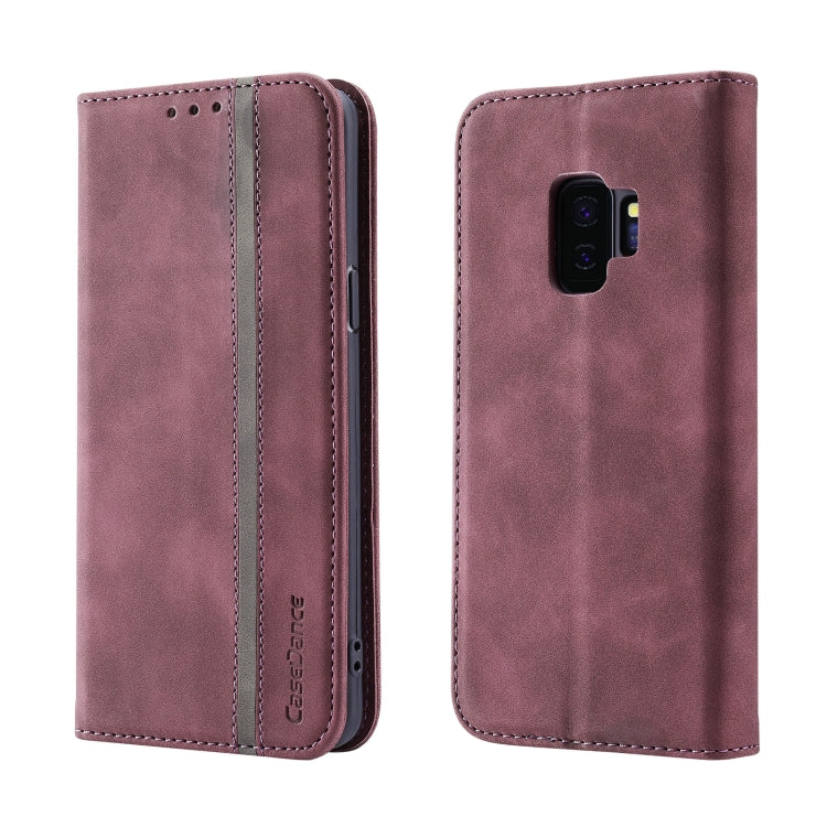 For Samsung Galaxy S9+ Splicing Skin Feel Magnetic Leather Phone Case