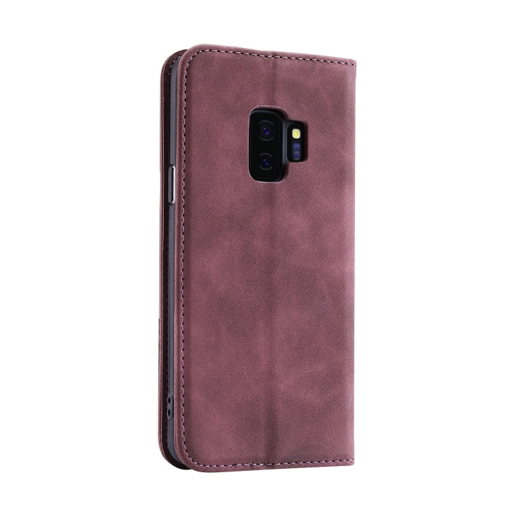 For Samsung Galaxy S9+ Splicing Skin Feel Magnetic Leather Phone Case