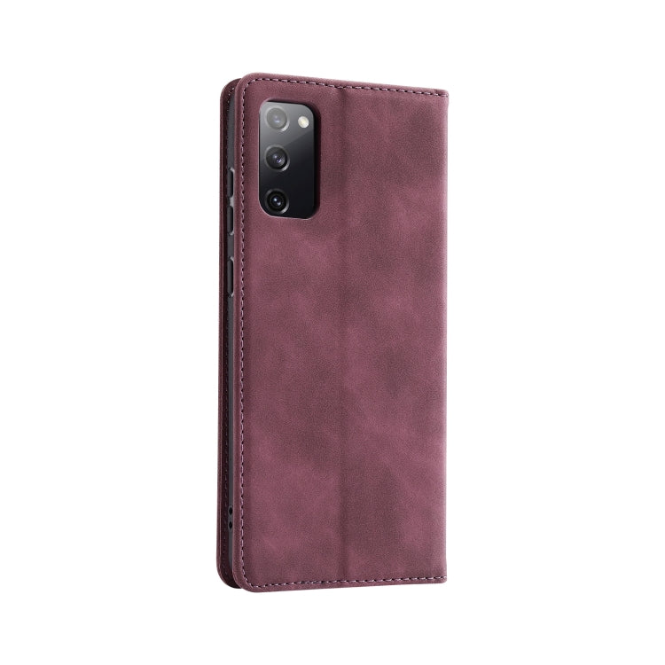 For Samsung Galaxy S20 FE Splicing Skin Feel Magnetic Leather Phone Case