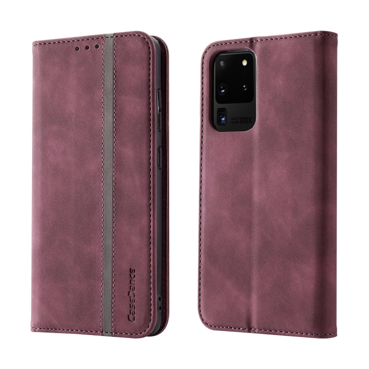 For Samsung Galaxy S20 Ultra Splicing Skin Feel Magnetic Leather Phone Case
