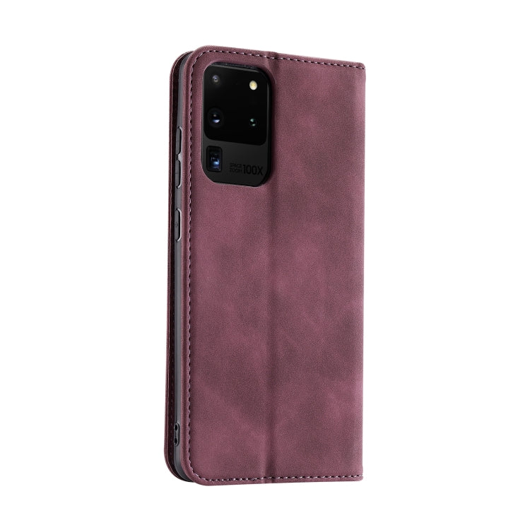 For Samsung Galaxy S20 Ultra Splicing Skin Feel Magnetic Leather Phone Case