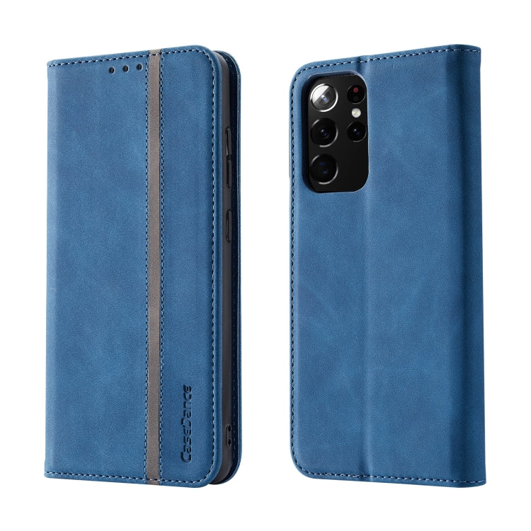For Samsung Galaxy S21 Ultra 5G Splicing Skin Feel Magnetic Leather Phone Case