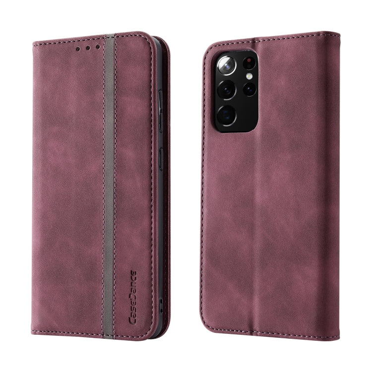 For Samsung Galaxy S21 Ultra 5G Splicing Skin Feel Magnetic Leather Phone Case