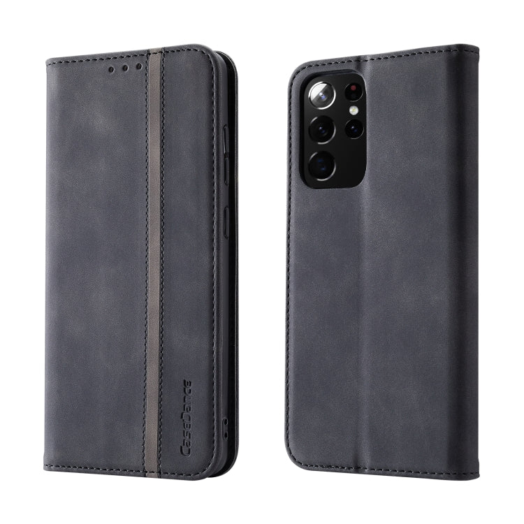 For Samsung Galaxy S21 Ultra 5G Splicing Skin Feel Magnetic Leather Phone Case