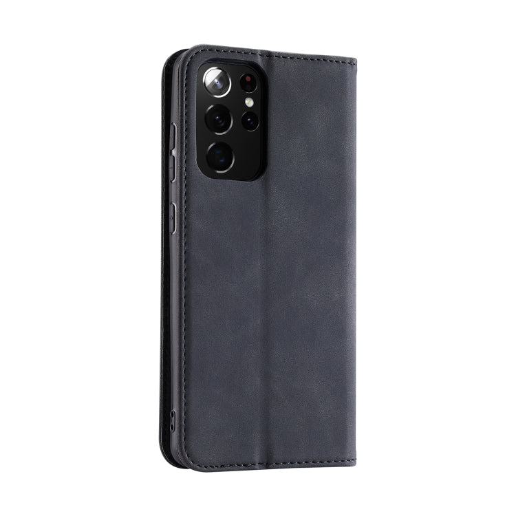 For Samsung Galaxy S21 Ultra 5G Splicing Skin Feel Magnetic Leather Phone Case