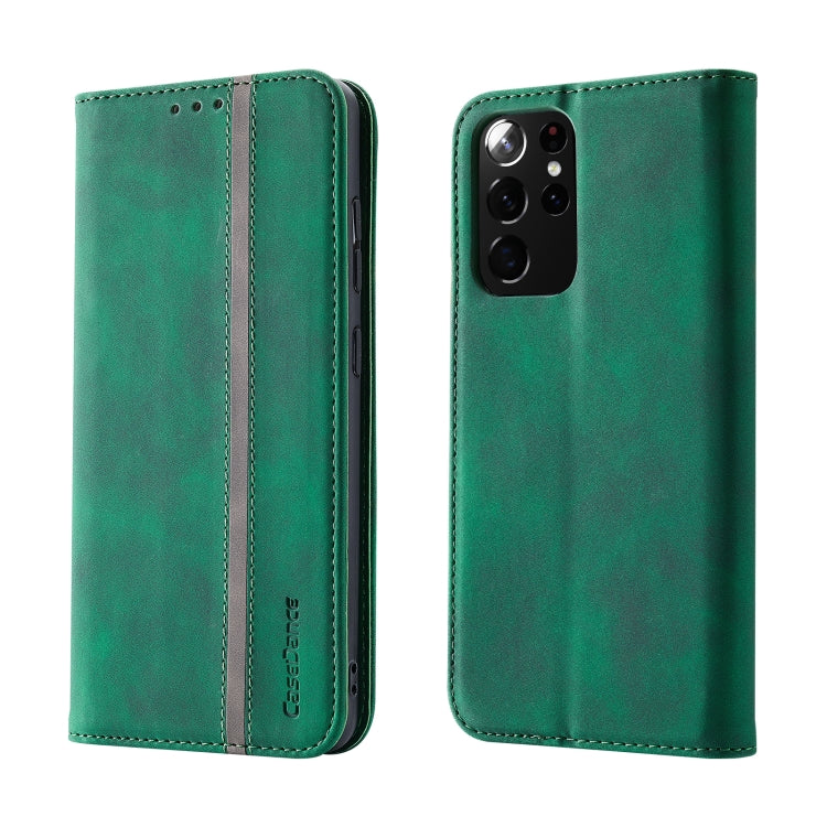 For Samsung Galaxy S21 Ultra 5G Splicing Skin Feel Magnetic Leather Phone Case