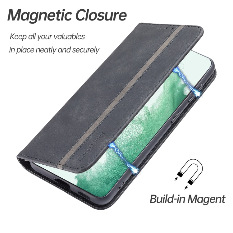 For Samsung Galaxy S22 5G Splicing Skin Feel Magnetic Leather Phone Case