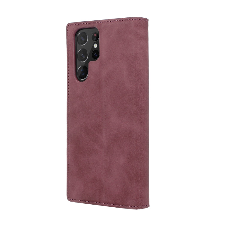 For Samsung Galaxy S22 Ultra 5G Splicing Skin Feel Magnetic Leather Phone Case