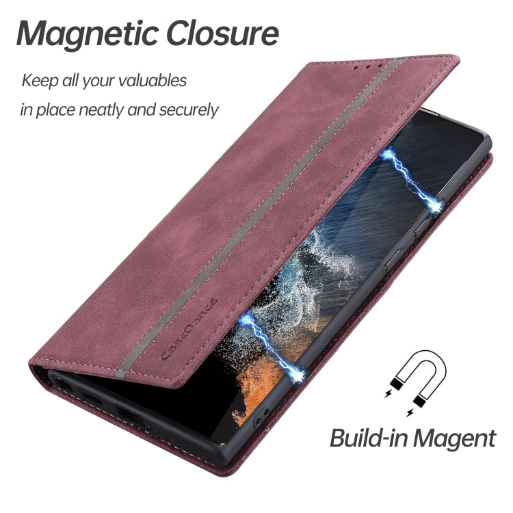 For Samsung Galaxy S22 Ultra 5G Splicing Skin Feel Magnetic Leather Phone Case