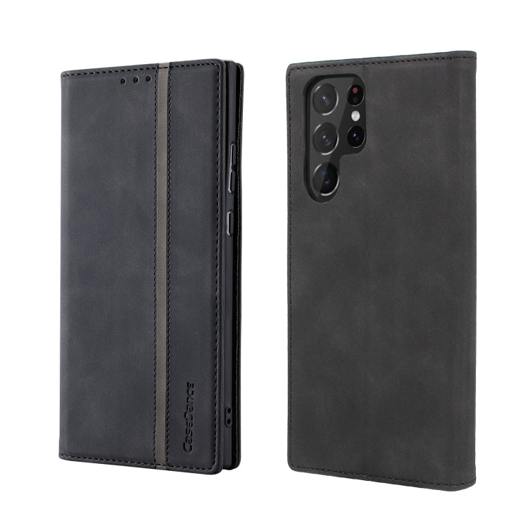 For Samsung Galaxy S22 Ultra 5G Splicing Skin Feel Magnetic Leather Phone Case
