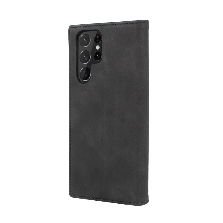 For Samsung Galaxy S22 Ultra 5G Splicing Skin Feel Magnetic Leather Phone Case