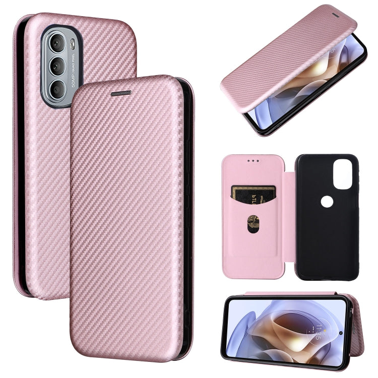 For Motorola Moto G31 / G41 Carbon Fiber Texture Flip Leather Phone Case