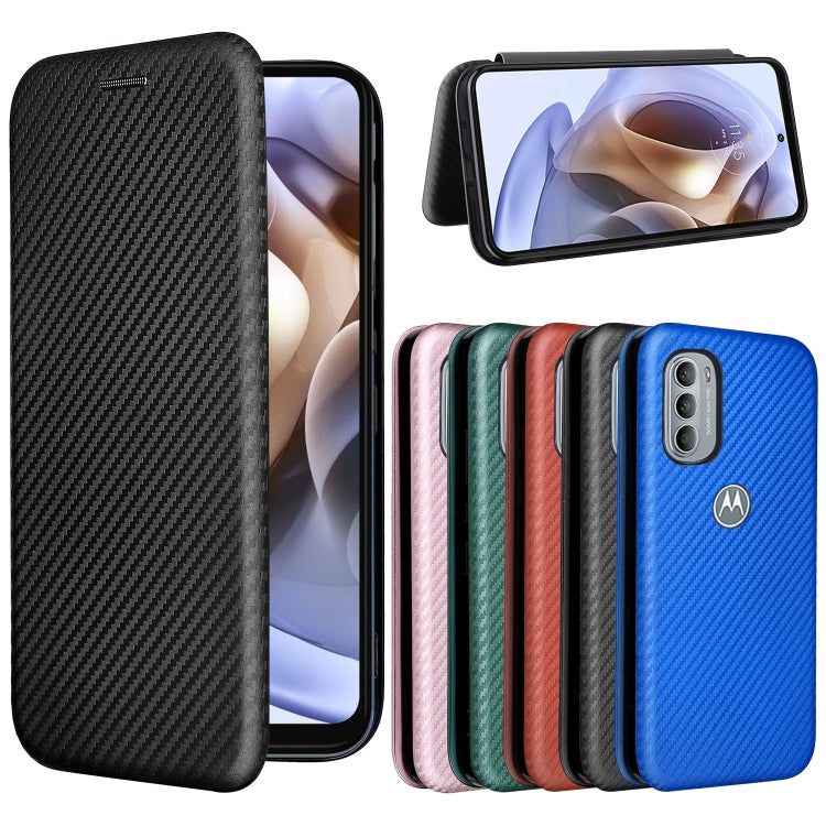 For Motorola Moto G31 / G41 Carbon Fiber Texture Flip Leather Phone Case