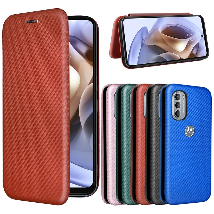 For Motorola Moto G31 / G41 Carbon Fiber Texture Flip Leather Phone Case