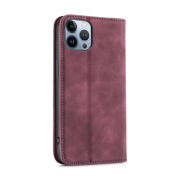 For iPhone 13 Pro Splicing Skin Feel Magnetic Leather Phone Case