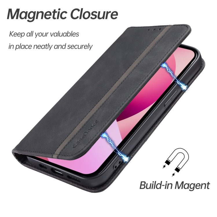 For iPhone 13 Splicing Skin Feel Magnetic Leather Phone Case